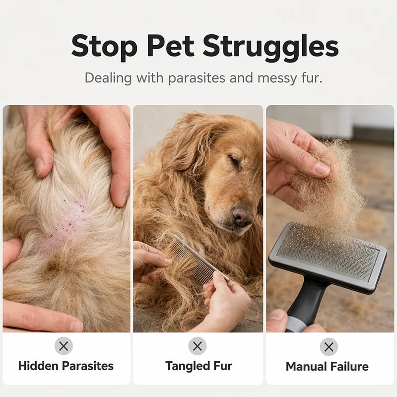 🚚50% OFF! -One Comb Removes Loose Hair, Tangles & Fleas—Keep Your Pet Clean and Your Home Hair-Free 🐶🐱✨