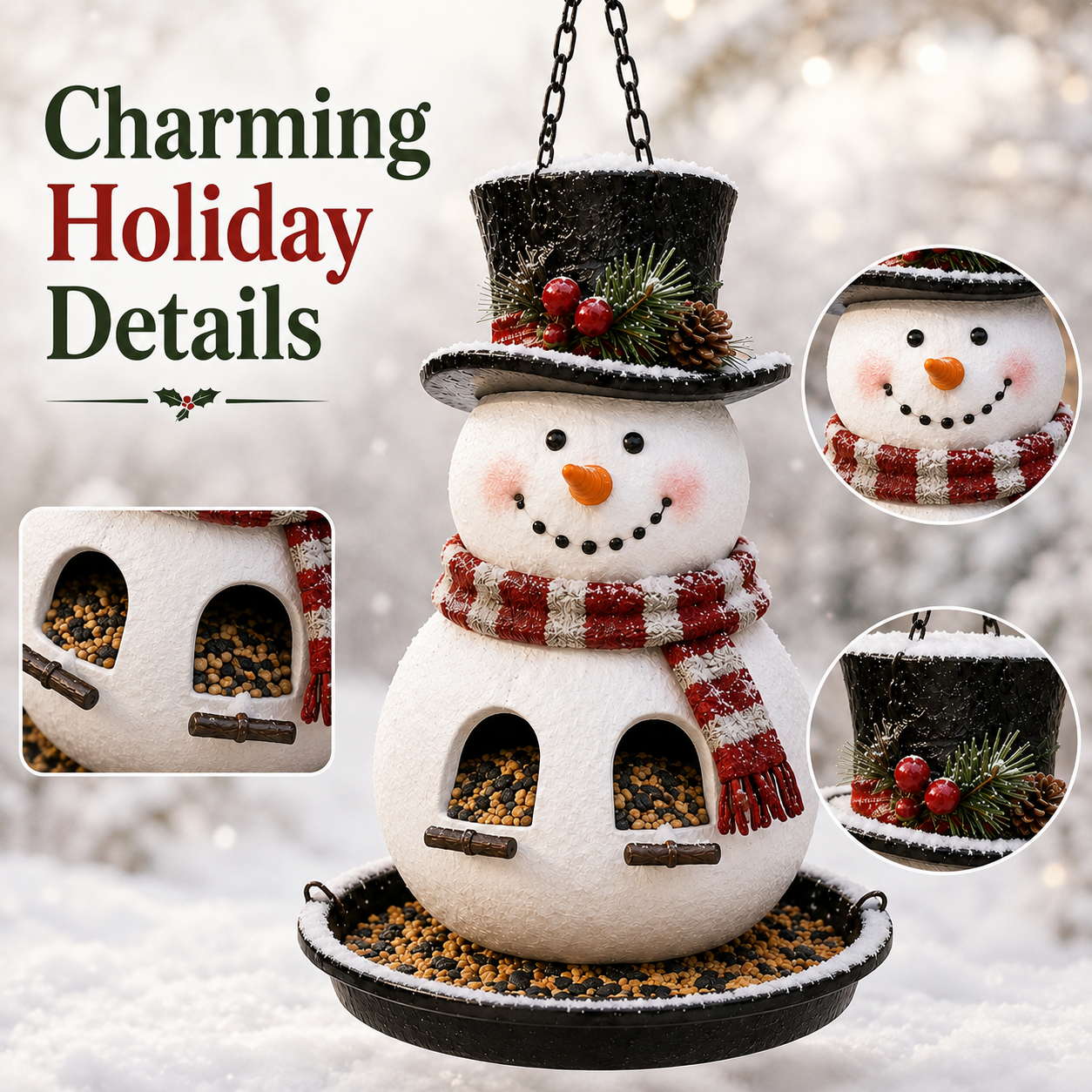 🎄 Christmas Bird Feeder  – Festive Hanging Garden Feeders for Wild Birds