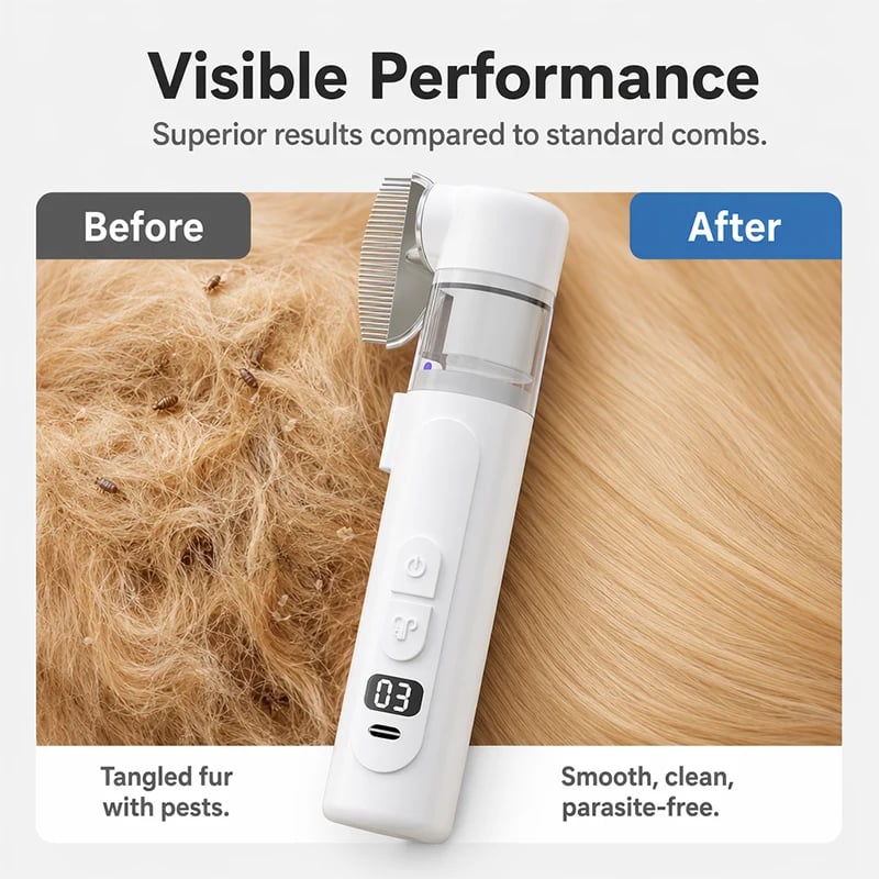 🚚50% OFF! -One Comb Removes Loose Hair, Tangles & Fleas—Keep Your Pet Clean and Your Home Hair-Free 🐶🐱✨