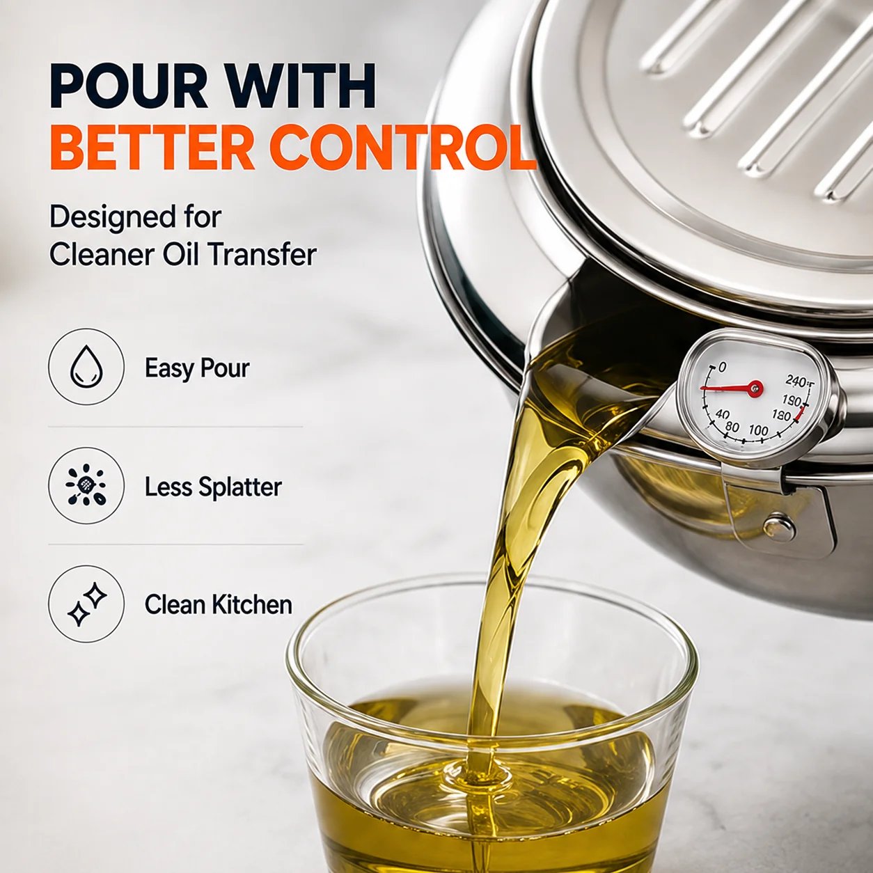 🍗 Free Shopping 304 Stainless Steel Stovetop Deep Fryer Pot – With Thermometer 🍟