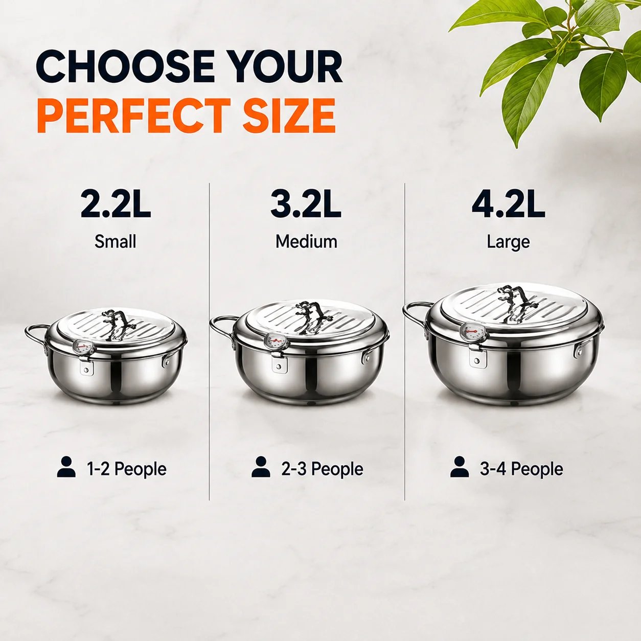 🍗 Free Shopping 304 Stainless Steel Stovetop Deep Fryer Pot – With Thermometer 🍟