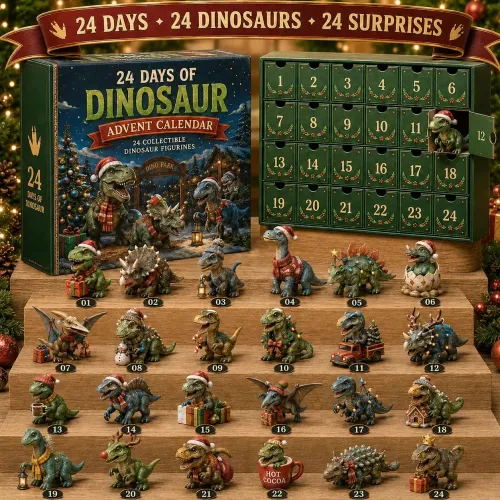24 Days of Dinosaur Christmas Advent Calendar – 24 Collectible Dino Figurines & Holiday Surprises