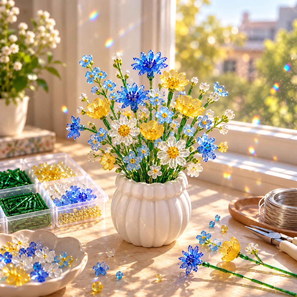 🧘Relaxing & Beginner-Friendly-Beaded Wildflower Bouquet Kit DIY🌷