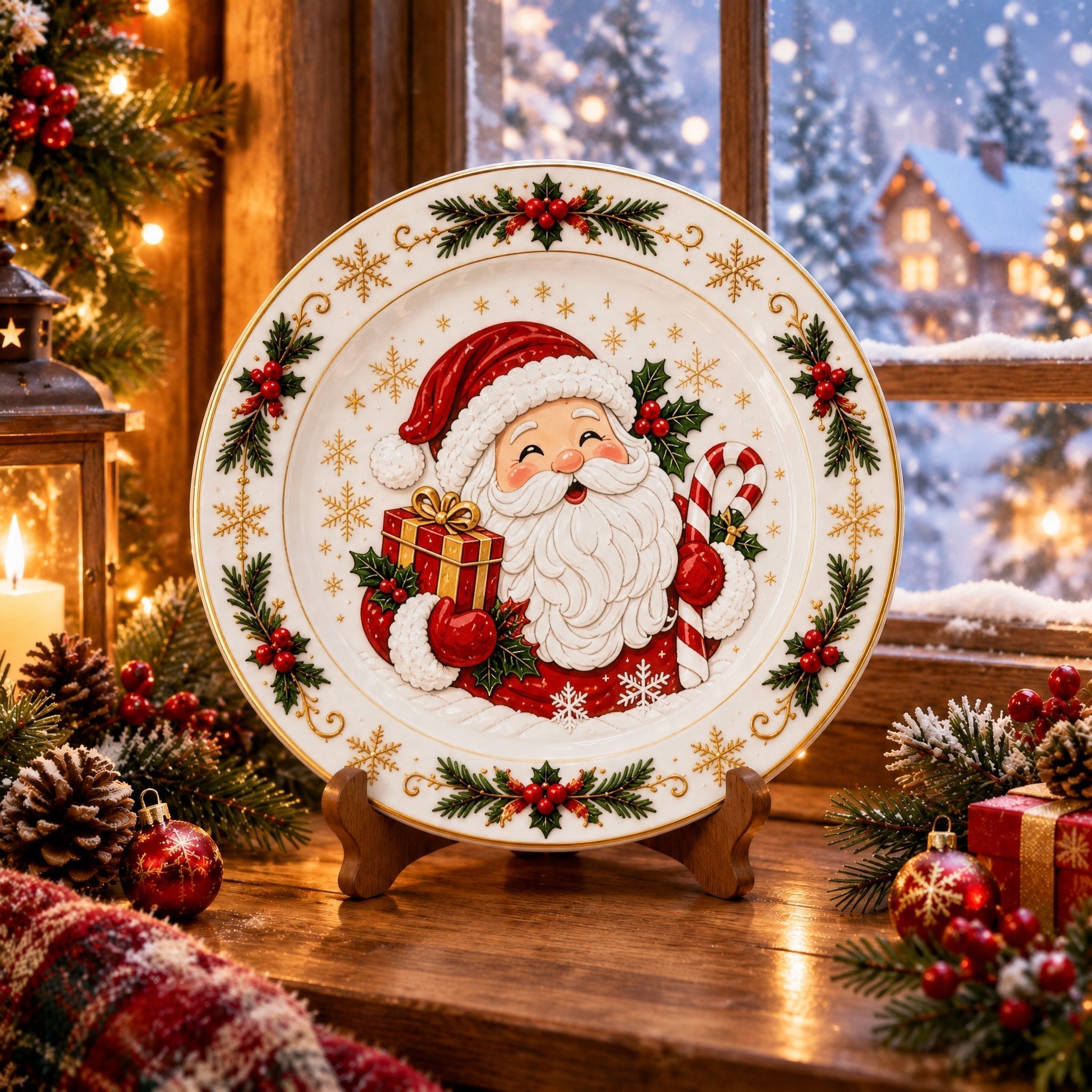 Santa Claus Christmas ceramic plate
