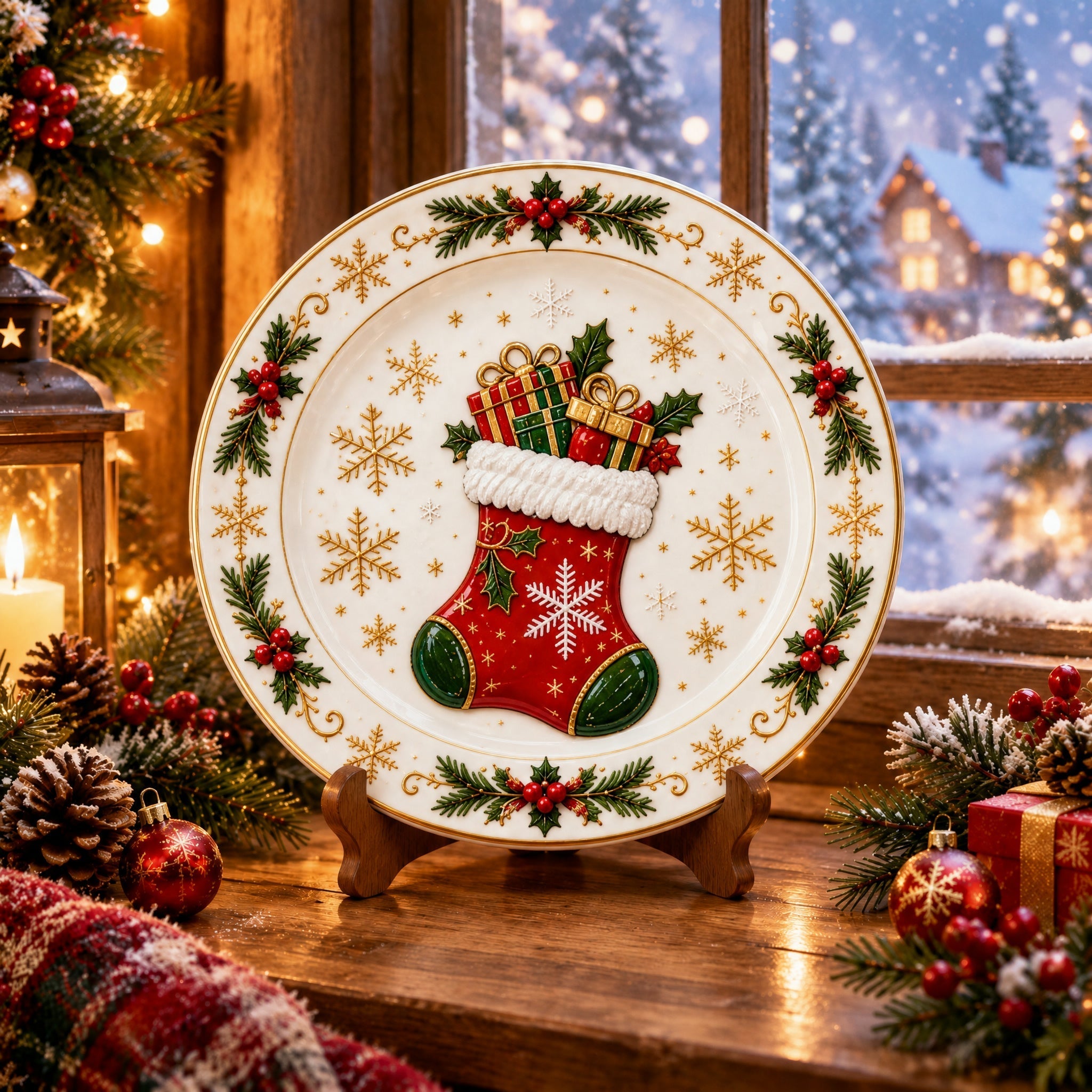 Christmas Stocking ceramic plate
