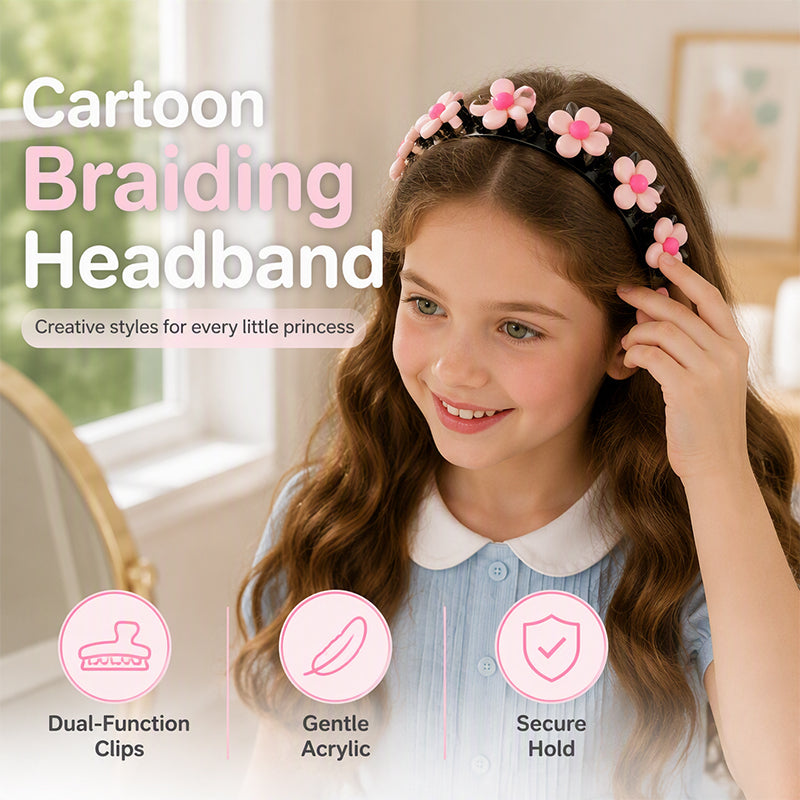 🎀No More Morning Battles Over Hair!-Cartoon Headband with Built-In Braid Clips for Girls | 13 Adorable Designs ✨ 