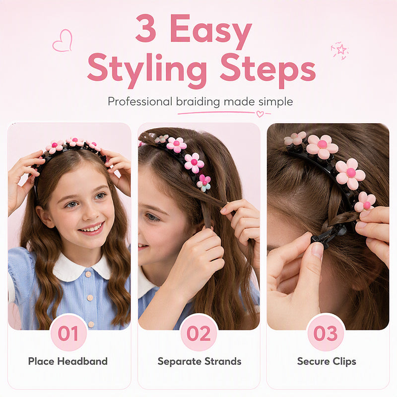 🎀No More Morning Battles Over Hair!-Cartoon Headband with Built-In Braid Clips for Girls | 13 Adorable Designs ✨ 
