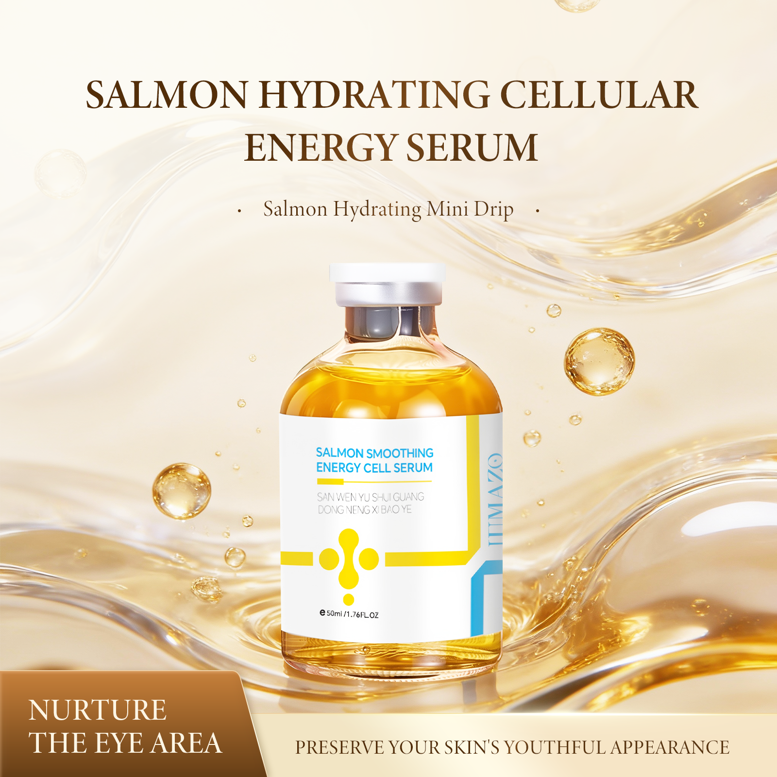 LUMAZO Salmon Collagen Anti-Aging Serum, Firming & Pore Minimizing Energy Cell Serum 50ml