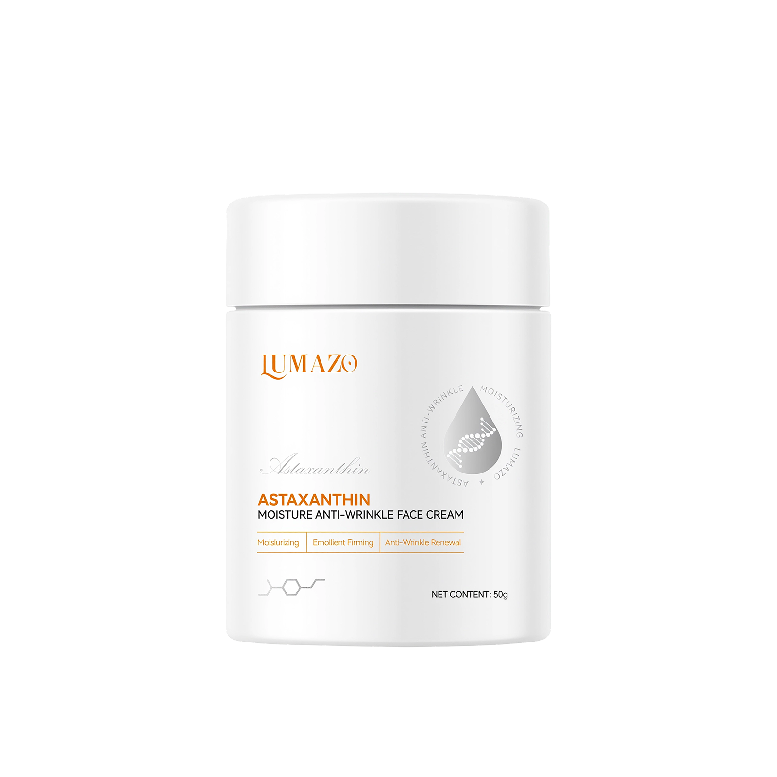 LUMAZO Astaxanthin Anti-Aging Cream, Vitamin C Antioxidant Face Moisturizer for Wrinkles & Dry Skin, 100g