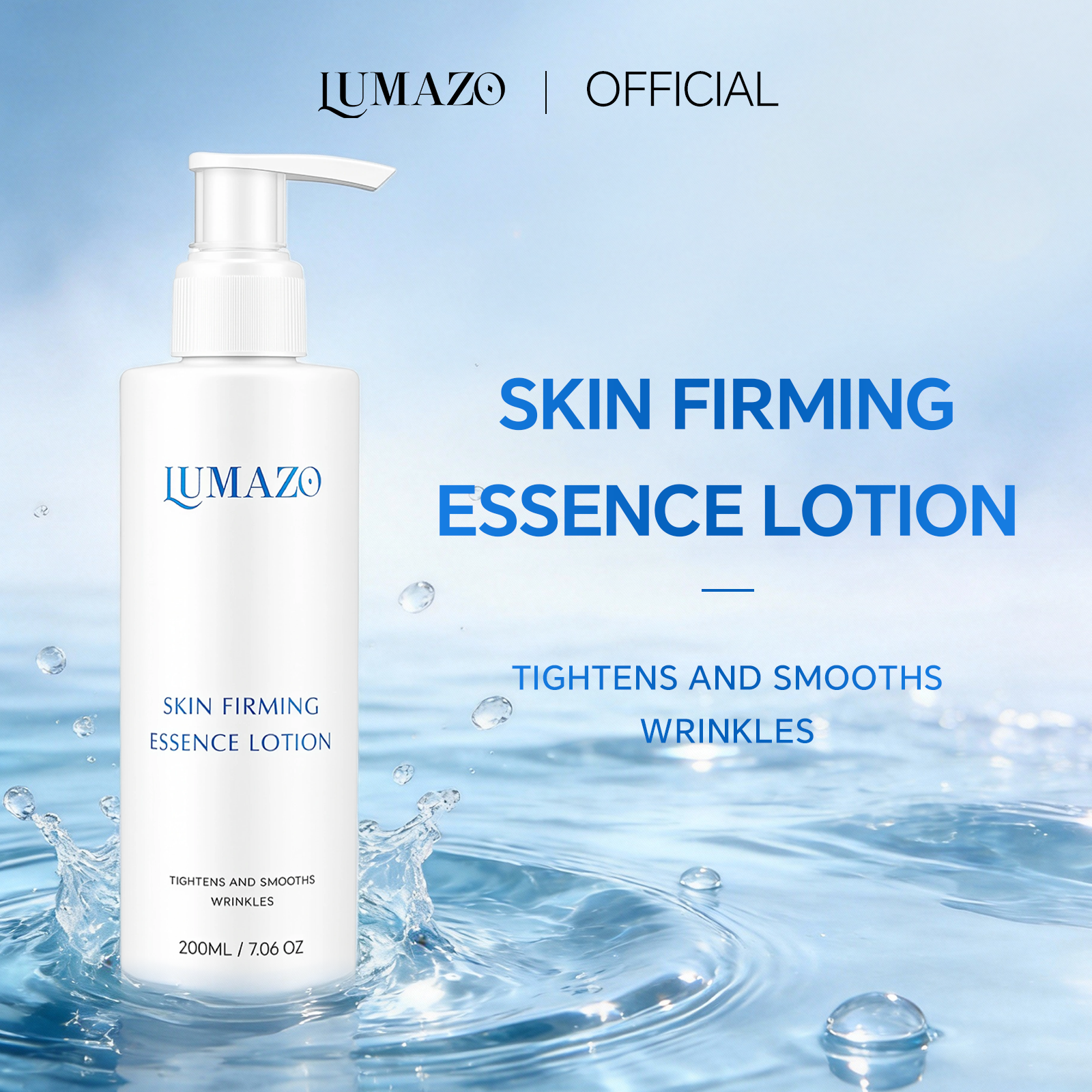 LUMAZO Anti Aging Skin Firming Lotion, Triple Peptide Essence with Niacinamide & Hyaluronic Acid, 200ml Daily Face Moisturizer
