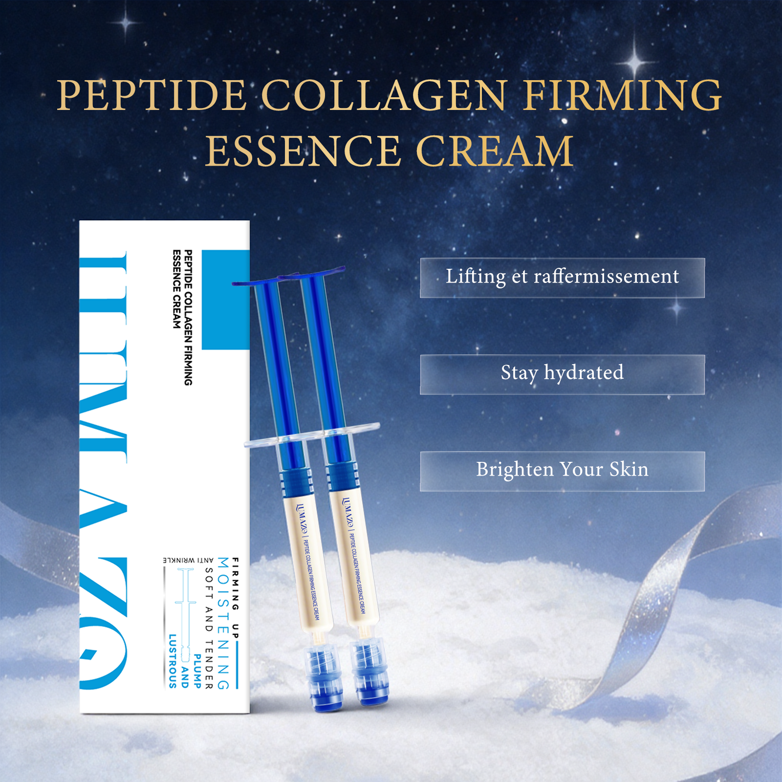 LUMAZO Anti Aging Peptide Collagen Cream, Firming Lifting Anti Wrinkle Face Essence 5ml 2 Pack
