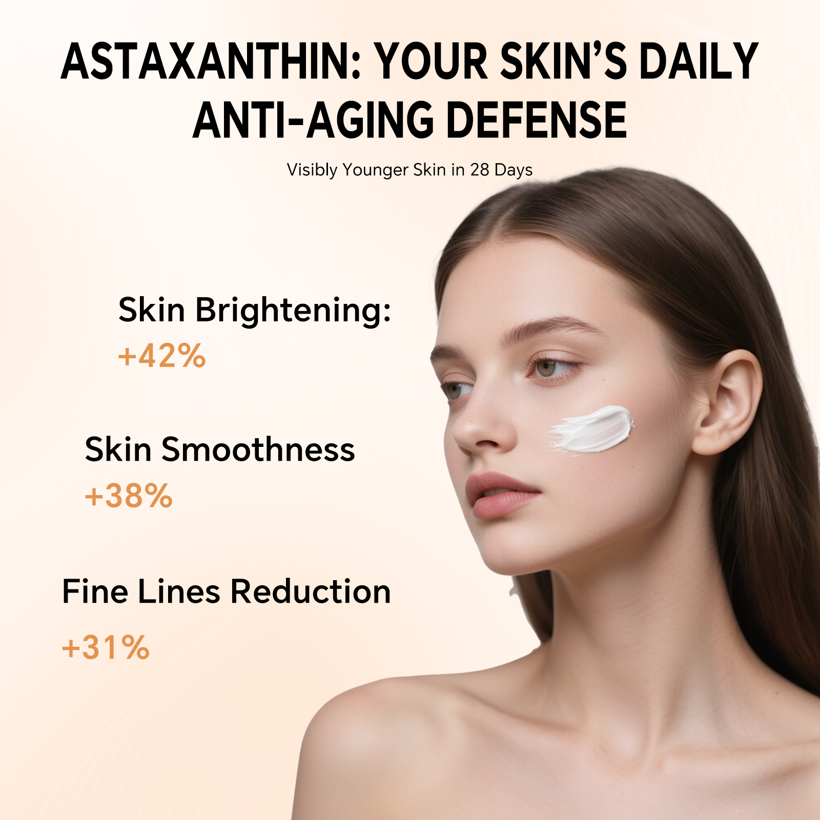 LUMAZO Astaxanthin Anti-Aging Cream, Vitamin C Antioxidant Face Moisturizer for Wrinkles & Dry Skin, 100g