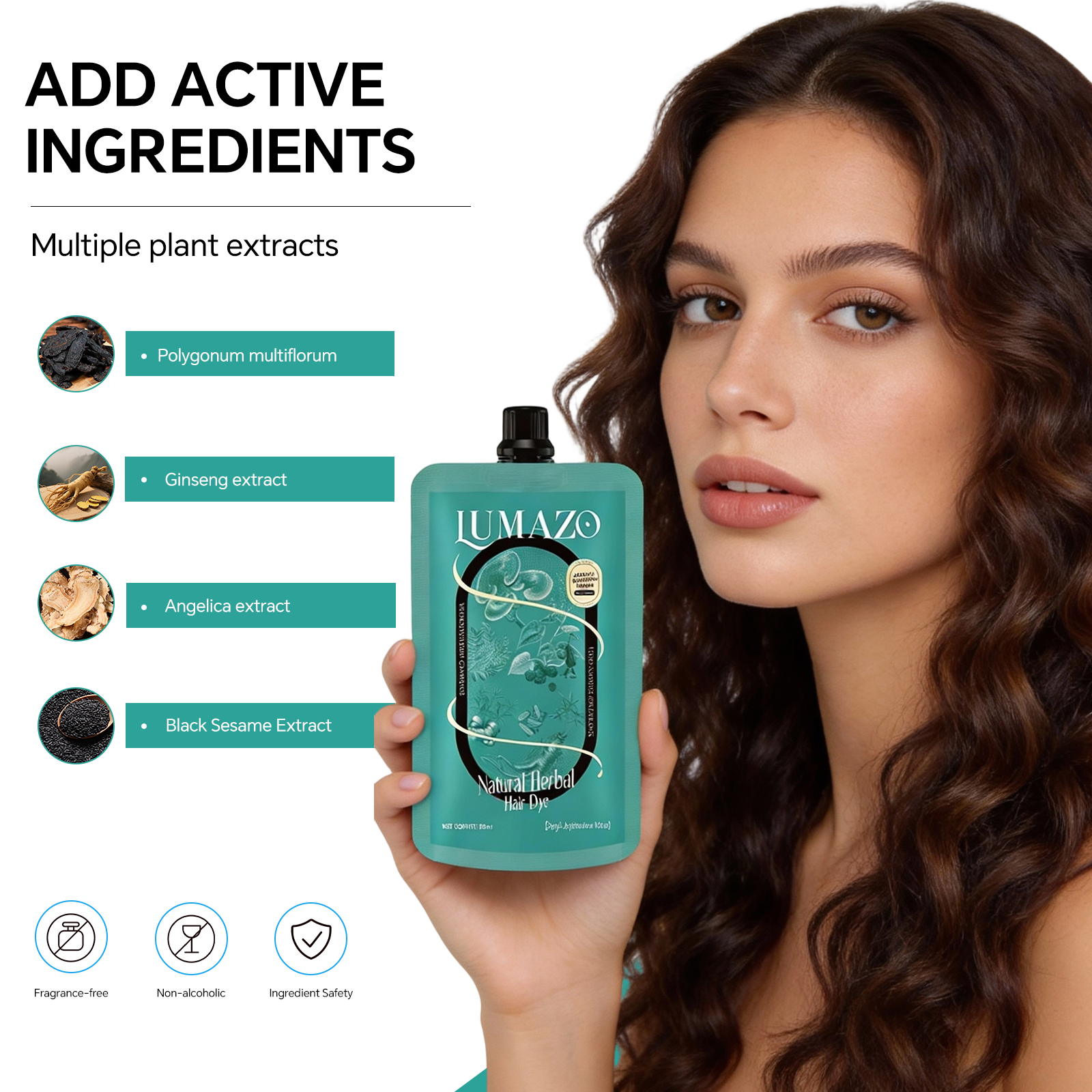 LUMAZO Natural Herbal Hair Dye, Ammonia-Free Botanical Hair Color for Gray Coverage, 210ml