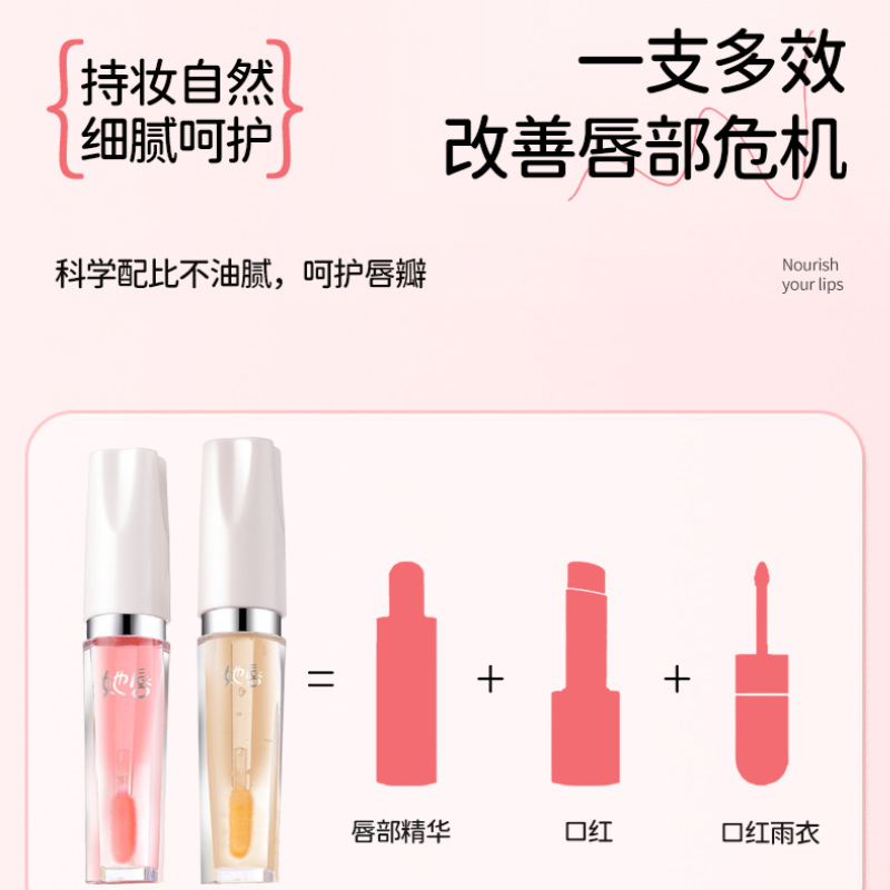 Essence oil perawatan bibir, melembapkan dan menghidrasi, mengurangi garis-garis halus, mencegah kekeringan dan pengelupasan, essence bibir yang berubah warna, essence oil bibir yang ringan.