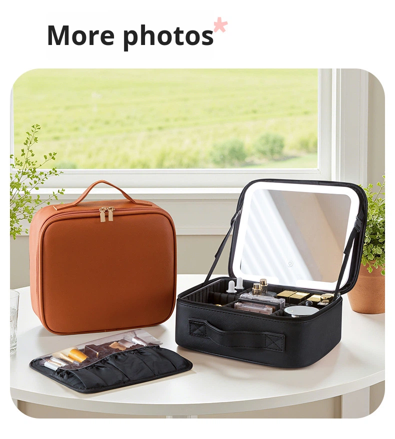 Makeup Bags with mirror Opened on a table