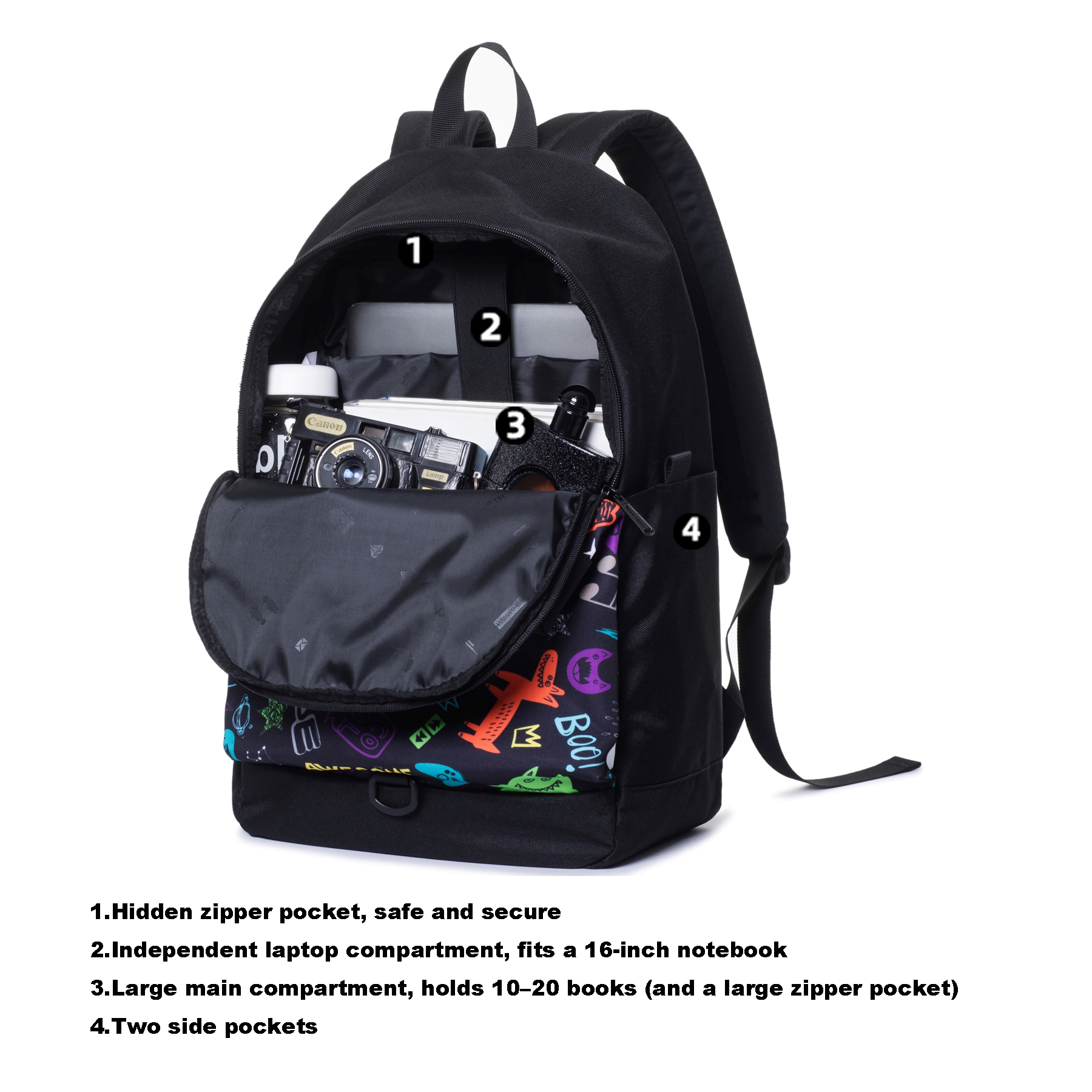 17" Wholesale Back Pack Basic Backpack for adult Lightweight Outdoor Travel Bookbags