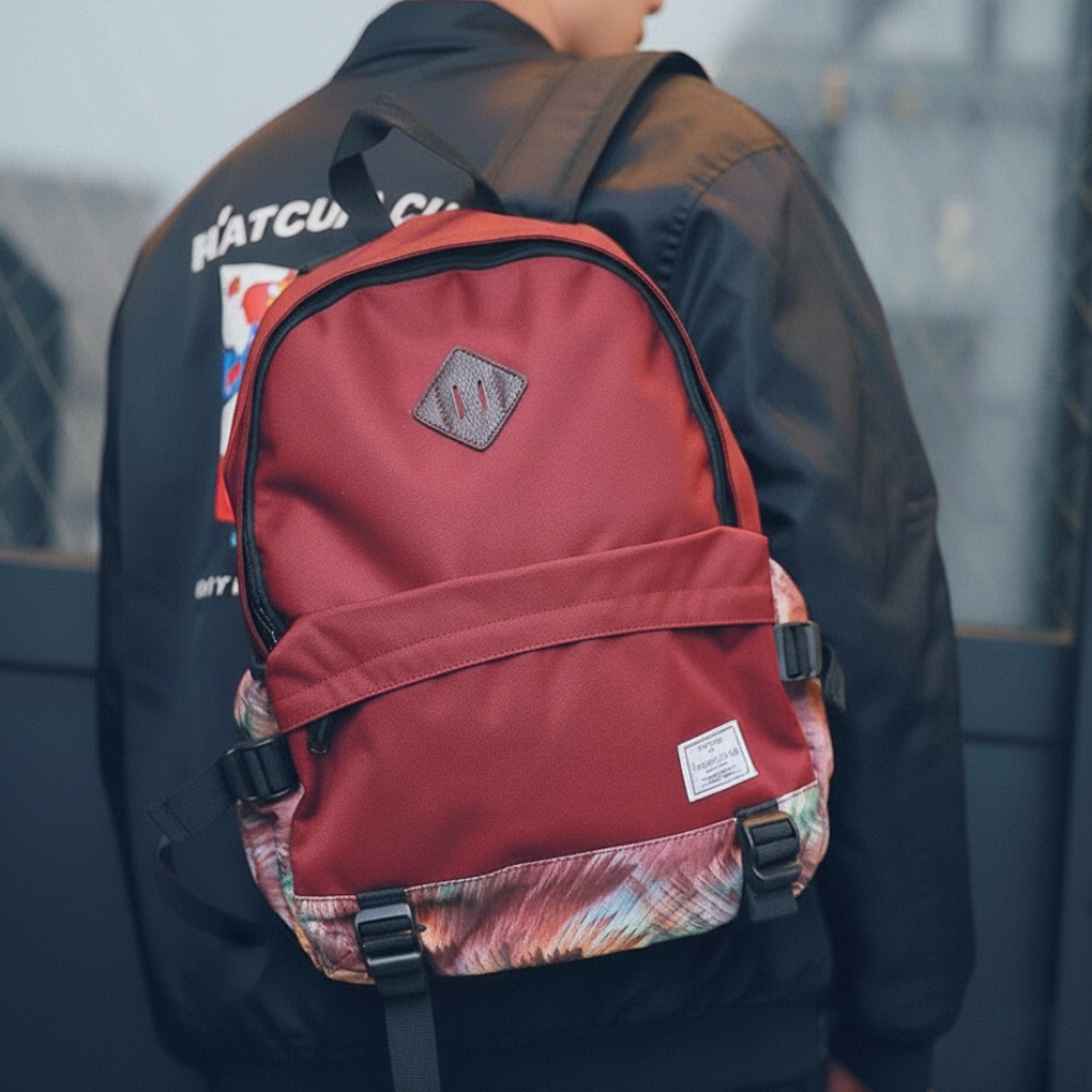 Wholesale Navy School Backpack with Printed Bottom, OEM & ODM Backpack Manufacturer