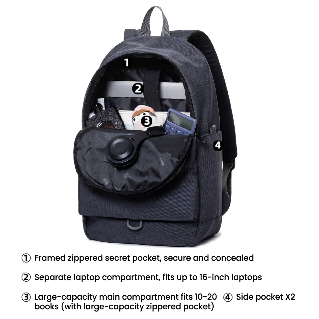 17" Wholesale Back Pack Basic Backpack for adult Lightweight Outdoor Travel Bookbags
