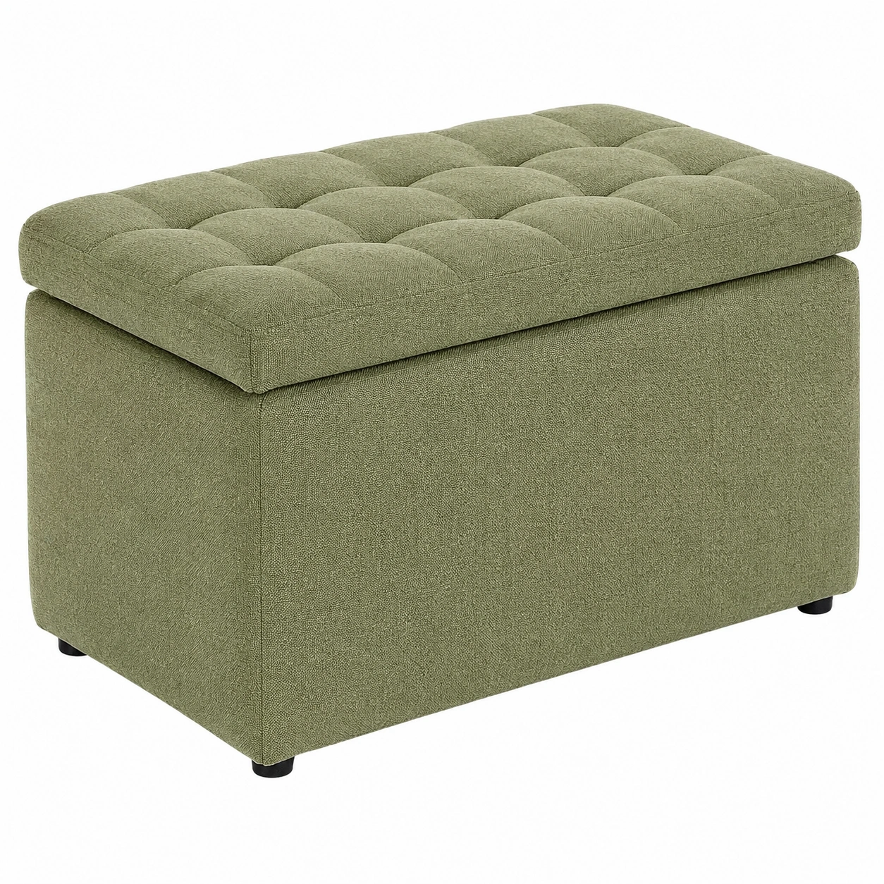 Otomana rectangular con almacenaje tapizada estilo moderno acolchado Verde oliva- meubelio