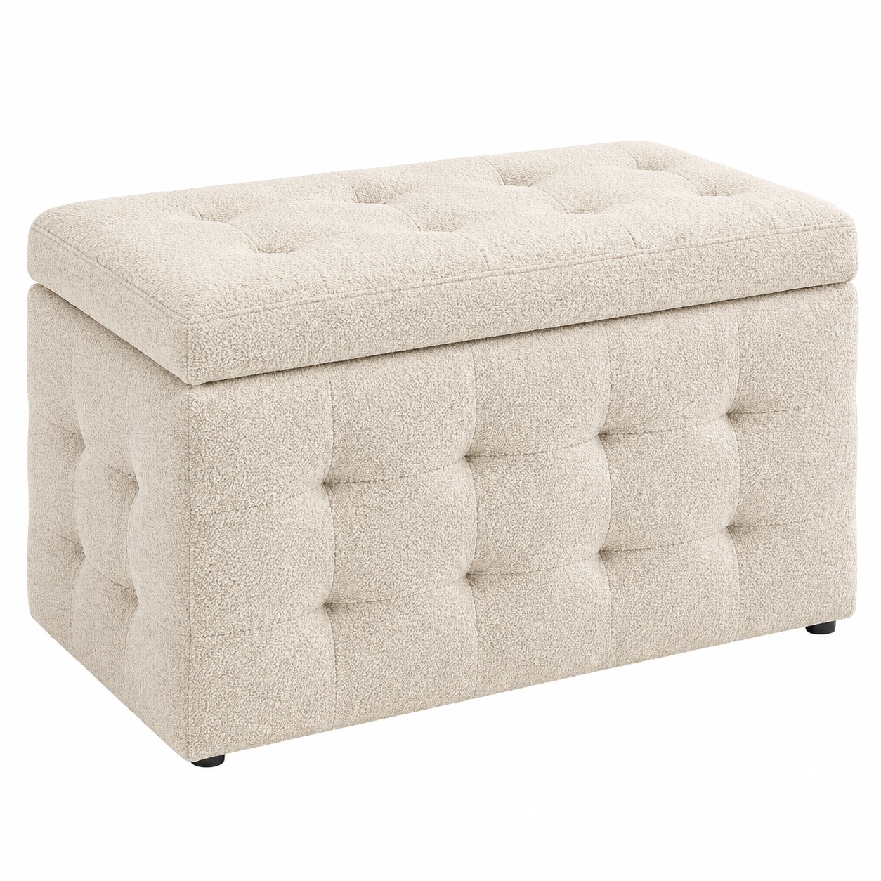 Otomana Baul Tapizada Boucle Moderna con Almacenaje Grande Beige- meubelio