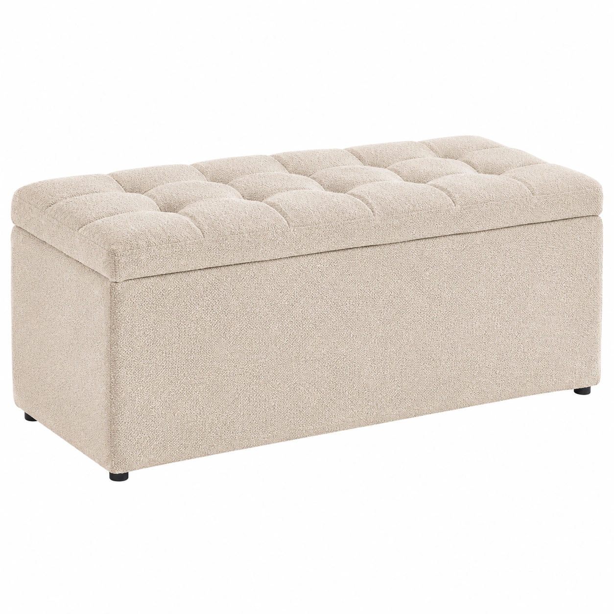 Banco Ottomano con almacenaje tapizado boucle moderno para dormitorio y salon- meubelio