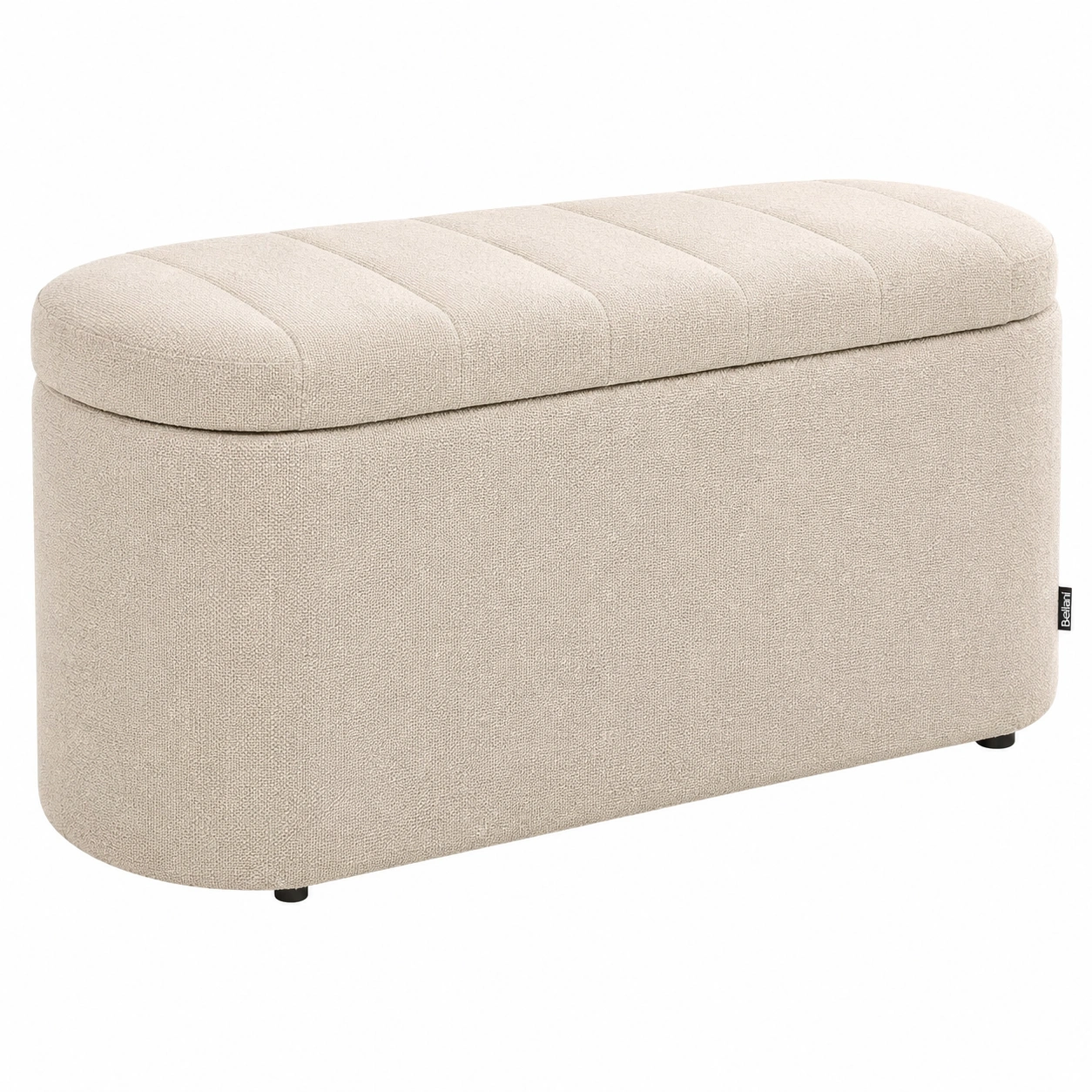 Banco Ottomano con almacenaje tapizado moderno para dormitorio y salon crema claro- meubelio