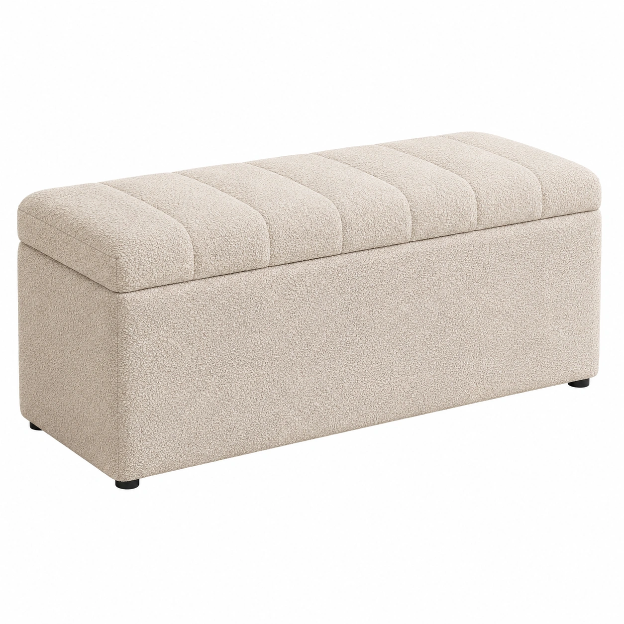 Banco Ottomano con almacenaje tapizado boucle moderno para dormitorio y salon- meubelio