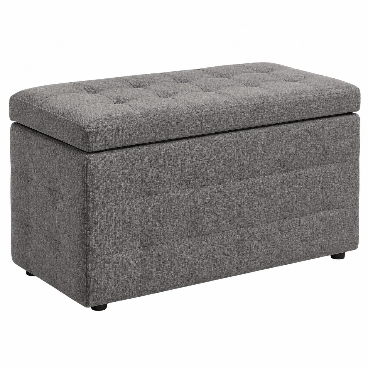 Otomana rectangular con almacenaje tapizada gris moderno acolchado- meubelio