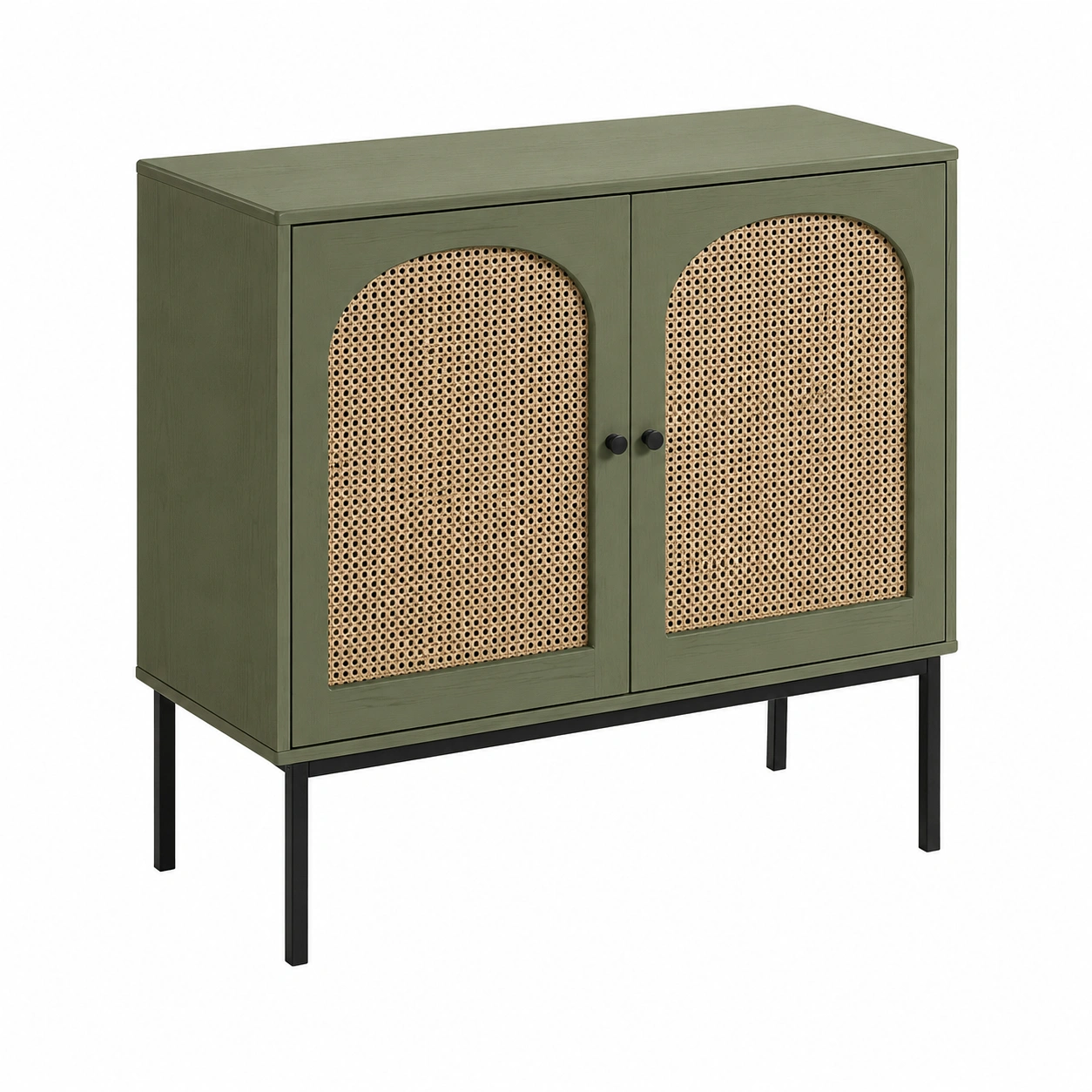 Armario auxiliar vintage con puertas de rejilla 100 cm Verde oliva-furneza