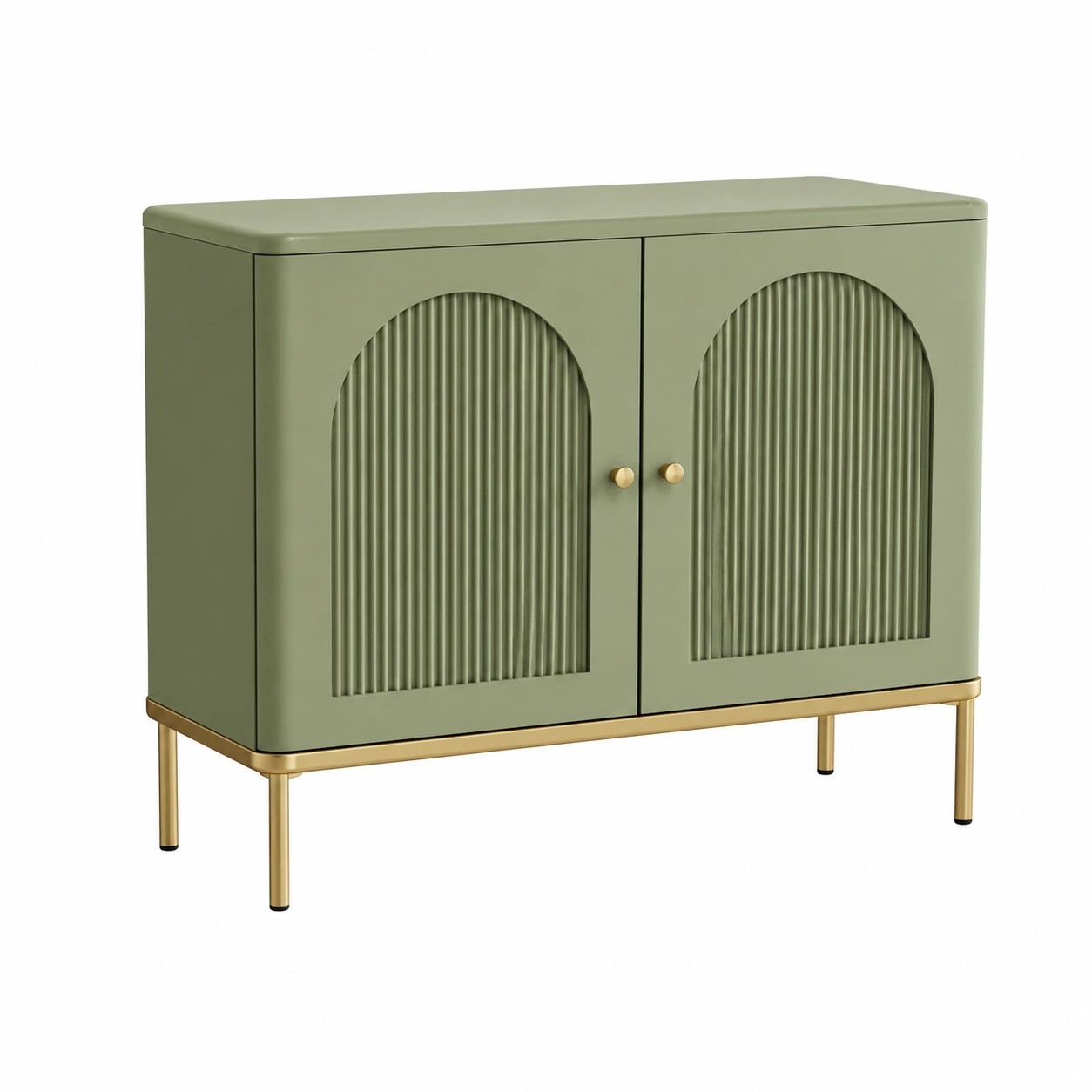 Armario auxiliar vintage con puertas arqueadas Verde oliva-furneza
