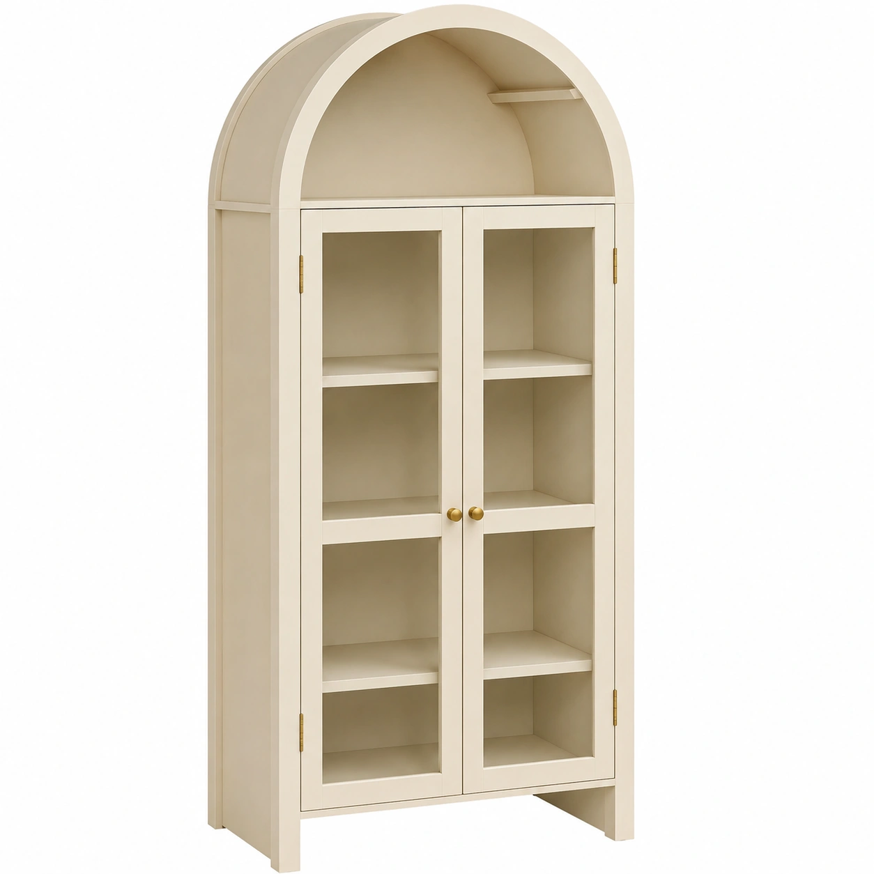 Vitrina arqueada moderna con puertas de cristal 79 cm Crema claro-furneza