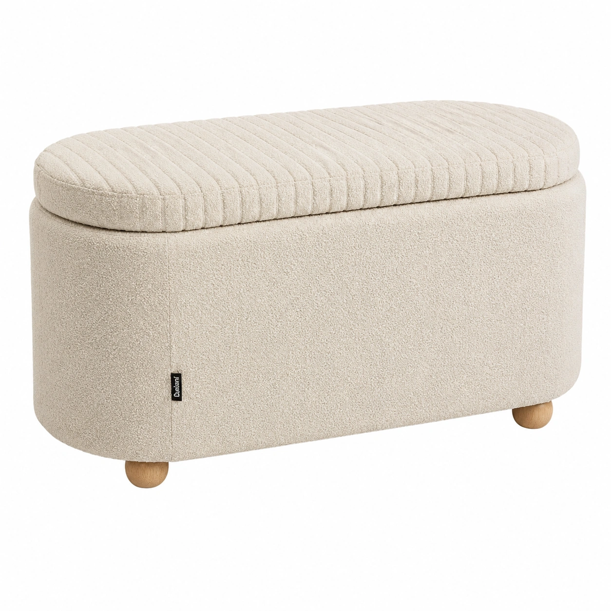 Banco Ottomano con almacenaje boucle moderno crema 98 cm-furneza