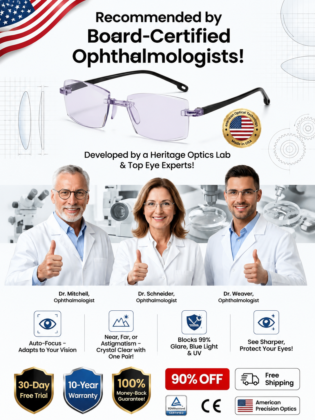 New generation of glasses I One solution for myopia, hyperopia, astigmatism , Adjusts instantly from 0 to 1000.