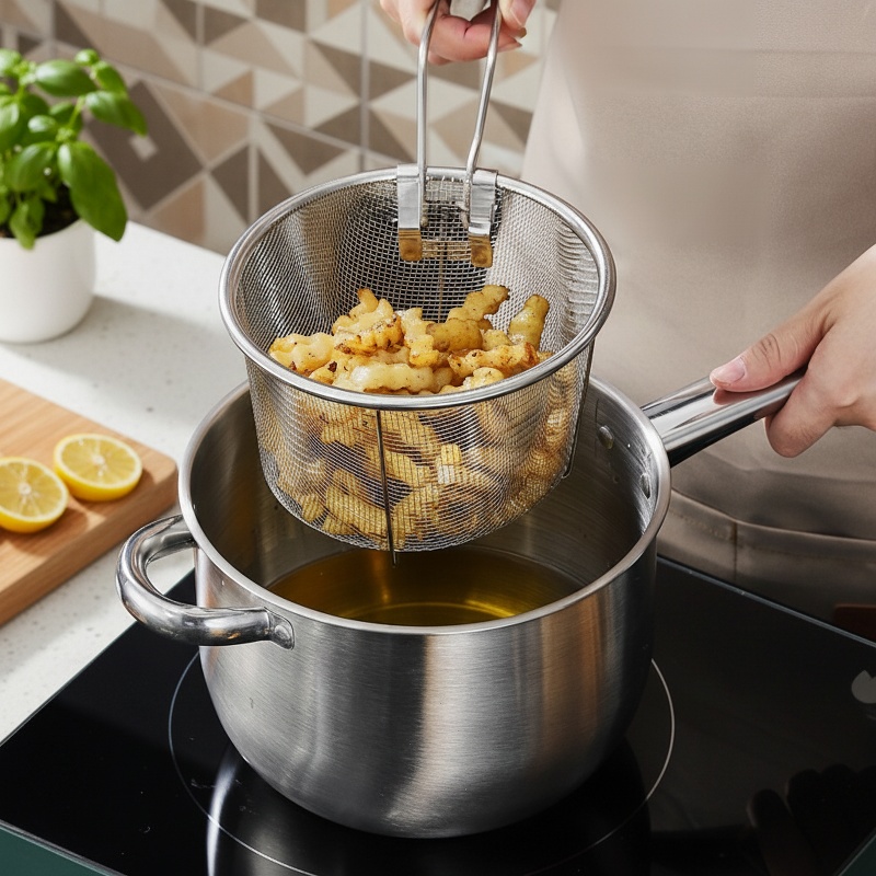 Easy-to-clean stainless steel deep fryer