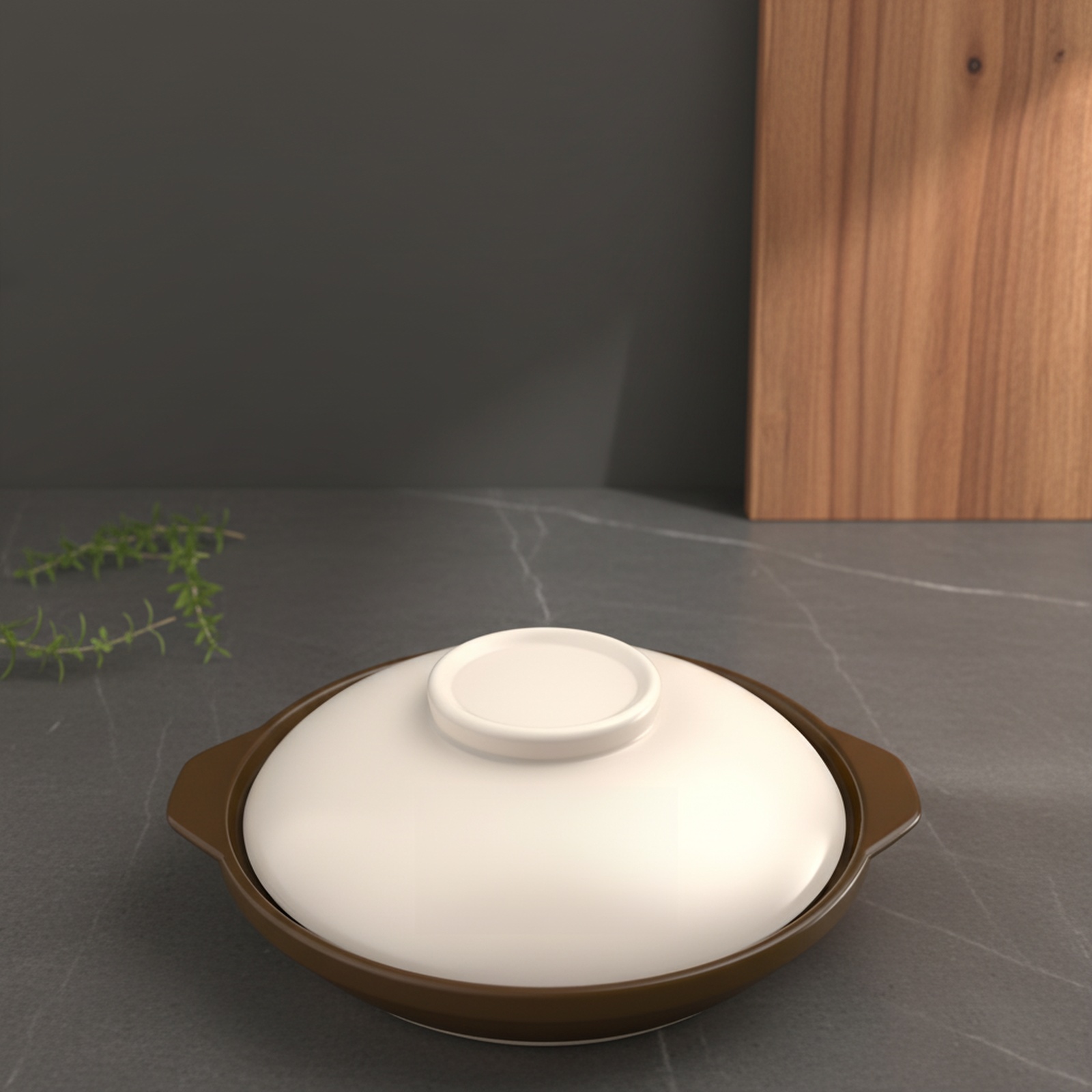 Clay pot with lid for healthy stew preparation