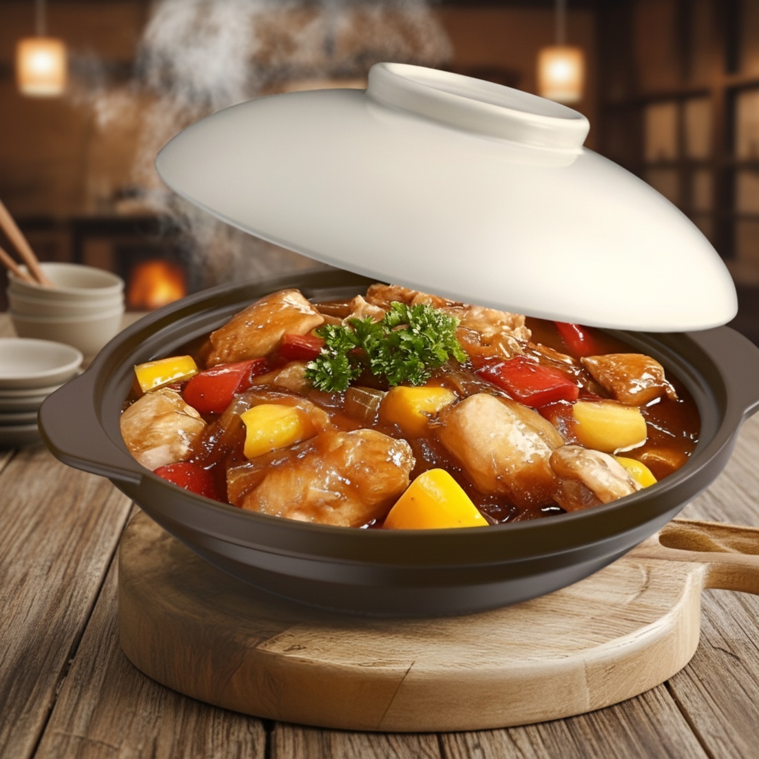 Universal clay stew pot for kitchen use