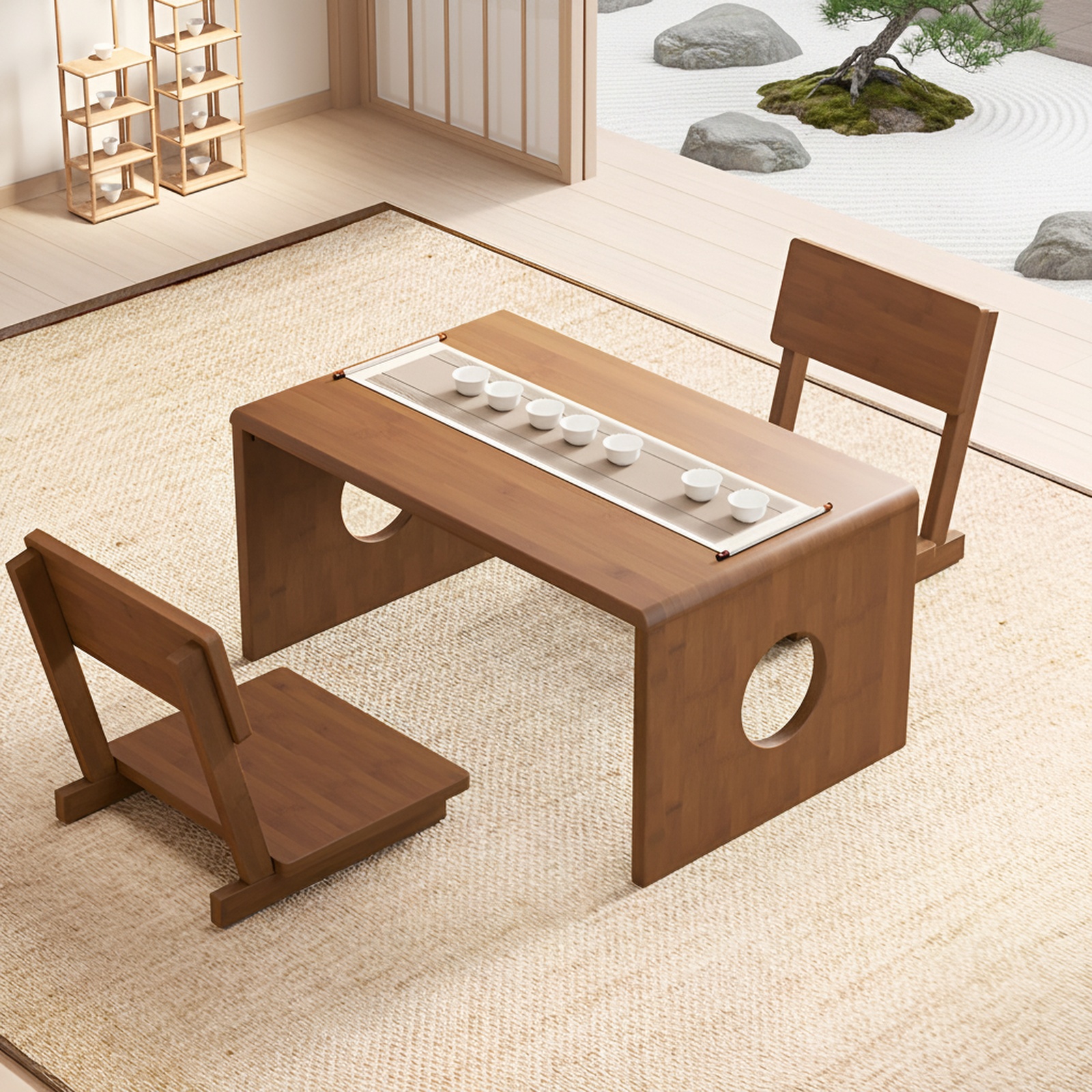 Solid wood folding tea table for bedroom sitting