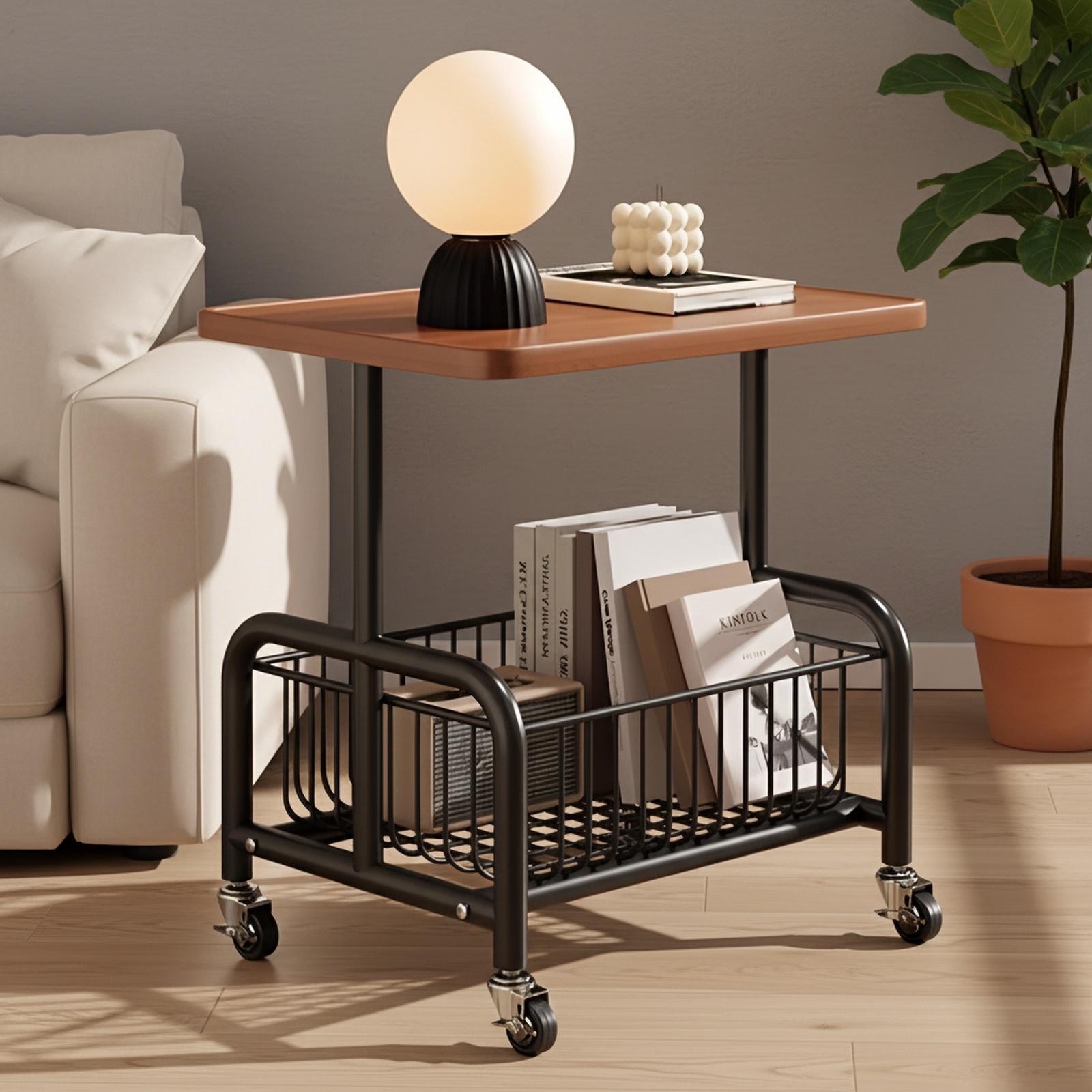Wheeled schoolbag rack for easy mobility