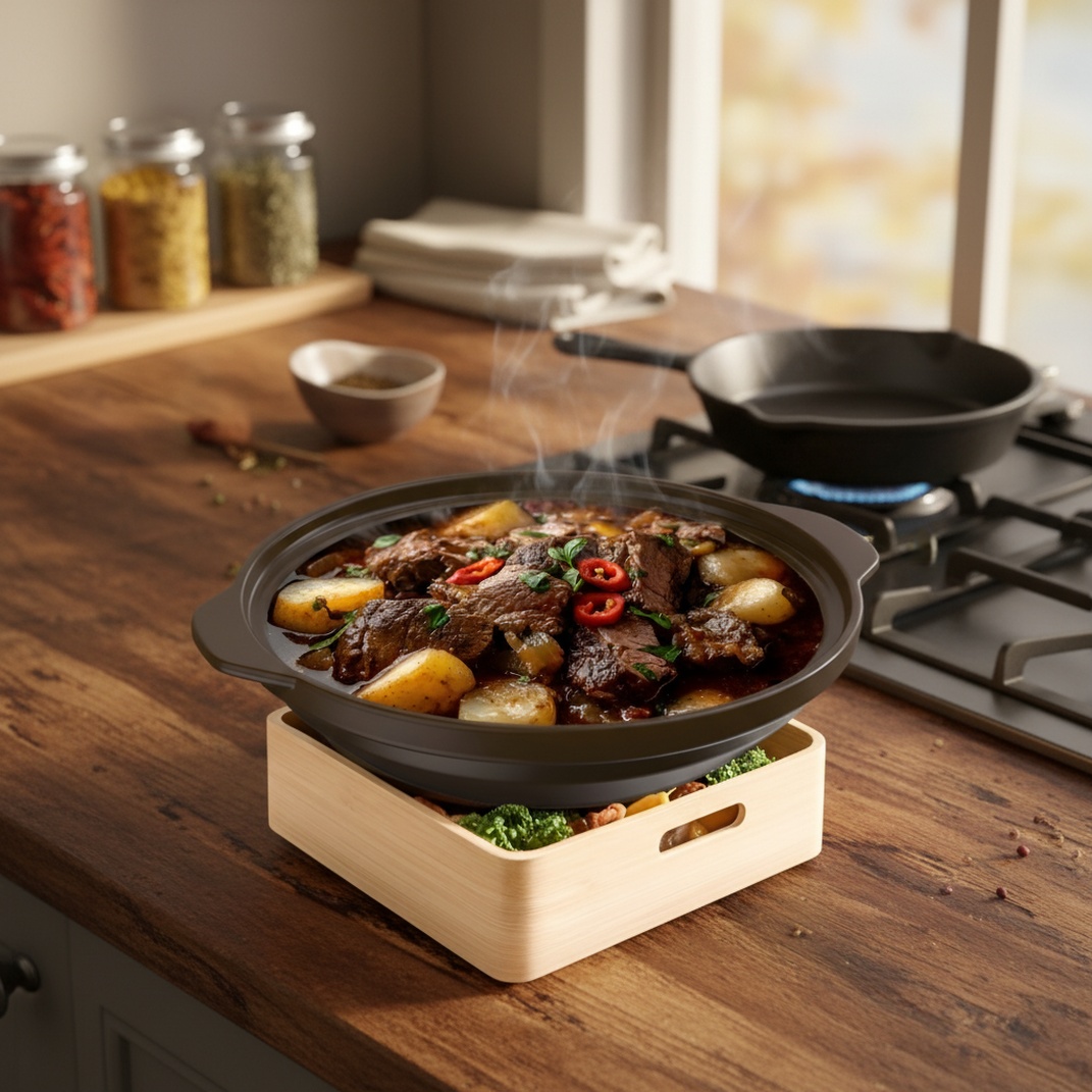 Stew pot suitable for gas stove and open flame