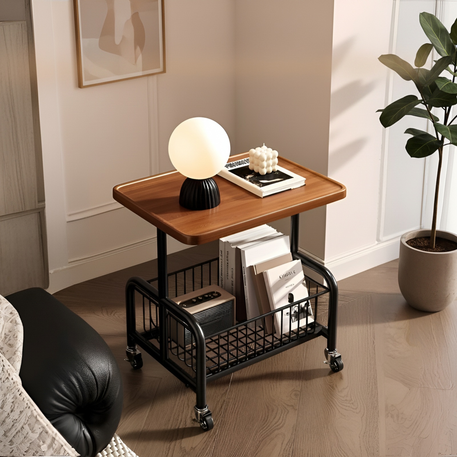 Home student book storage trolley with multiple shelves