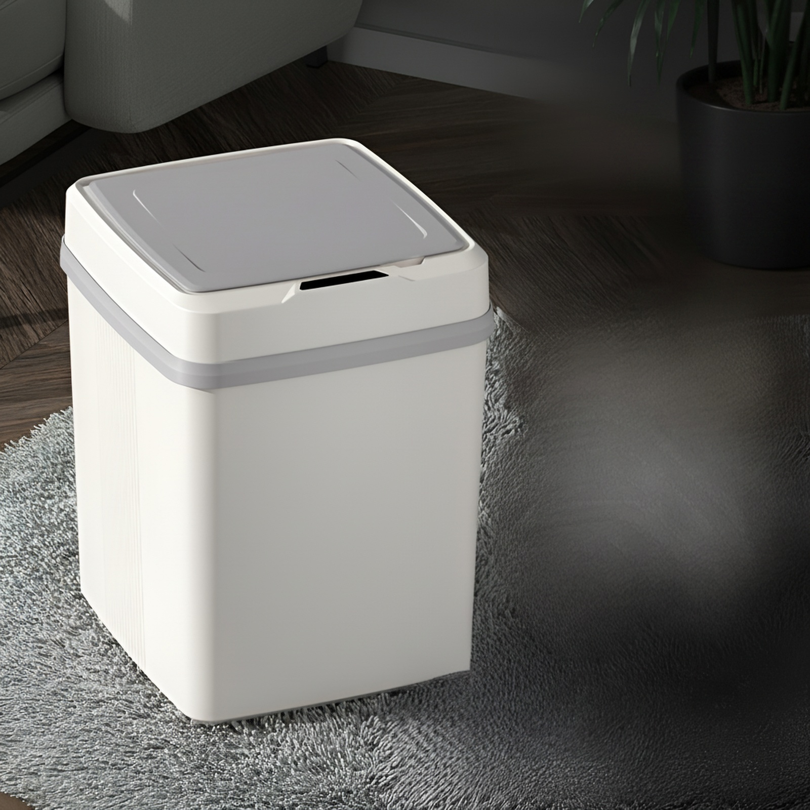 Touchless Motion Sensor Trash Bin in Kitchen