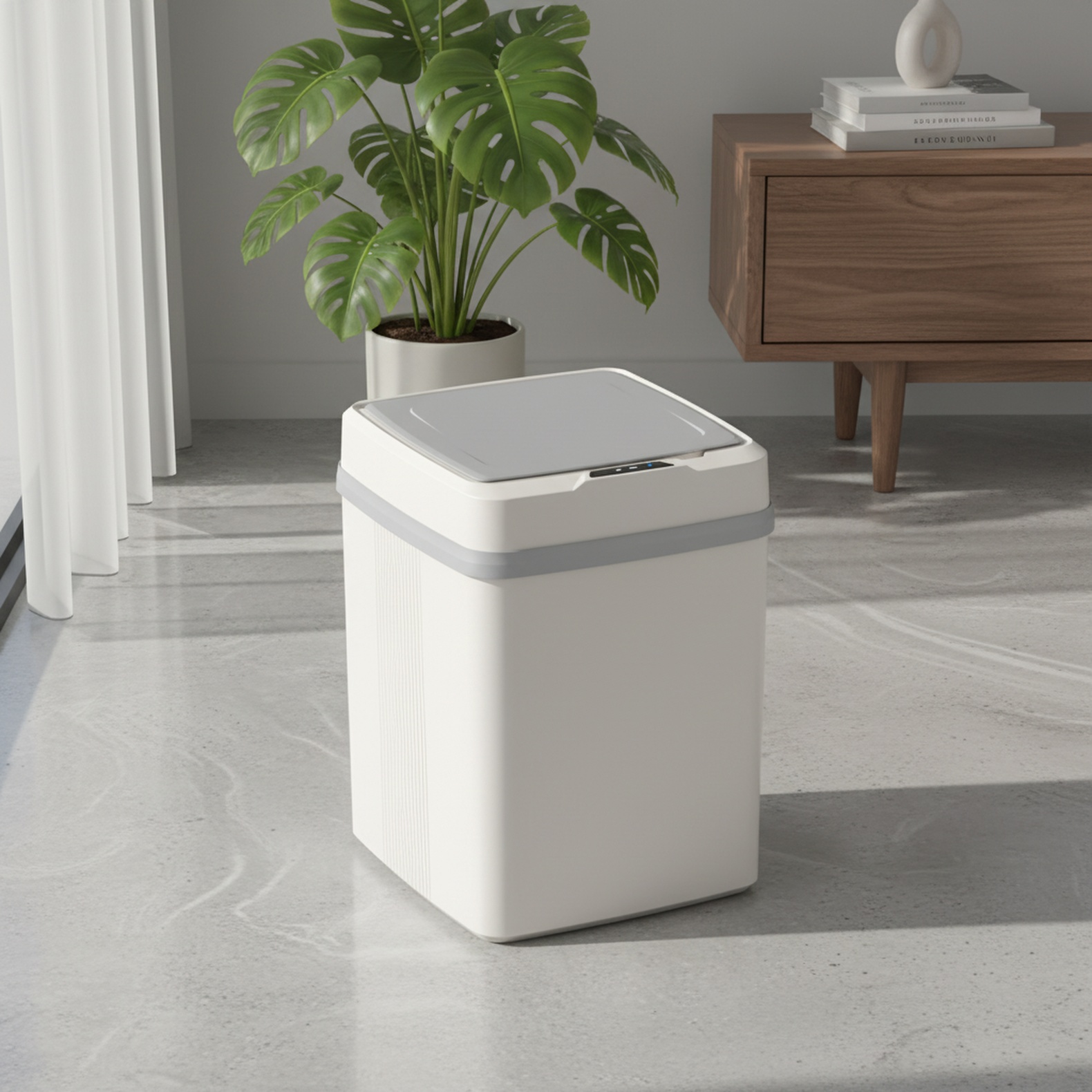 Hands-Free Garbage Can for Bathroom