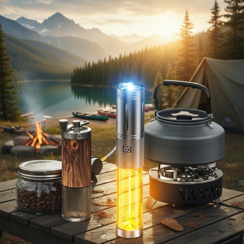 High-intensity flashlight power bank for outdoor use