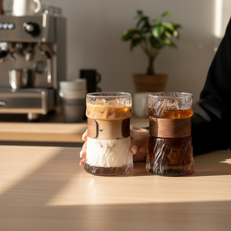 Reusable glass cup with heat-resistant bamboo cover