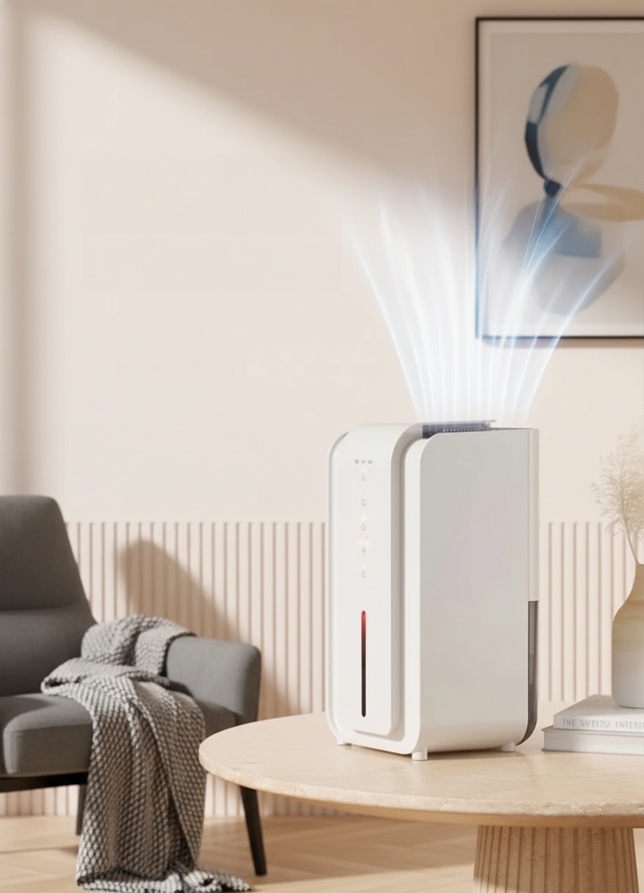Compact household dehumidifier for bedrooms