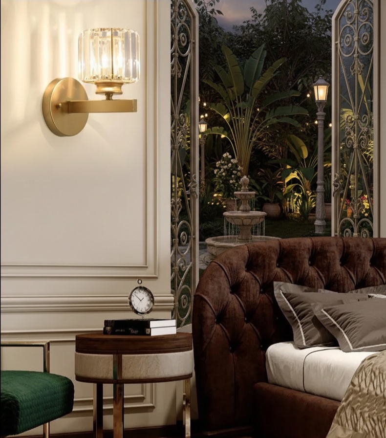 Modern home decor with crystal wall lamp
