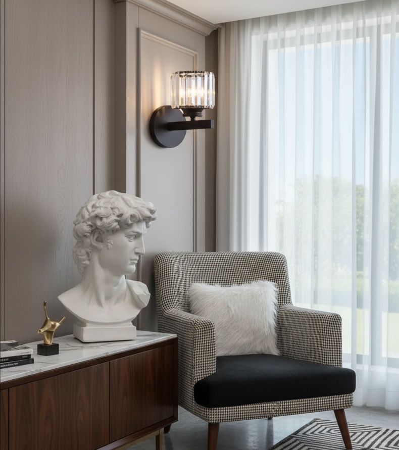 Contemporary wall lamp in stylish bedroom