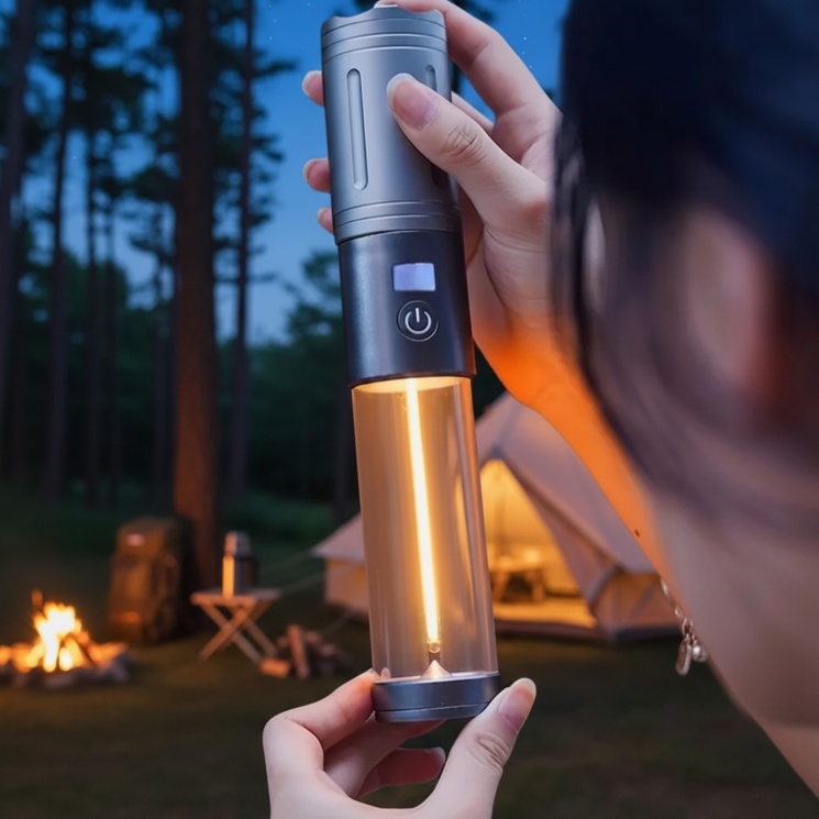 Portable outdoor flashlight and power bank combo