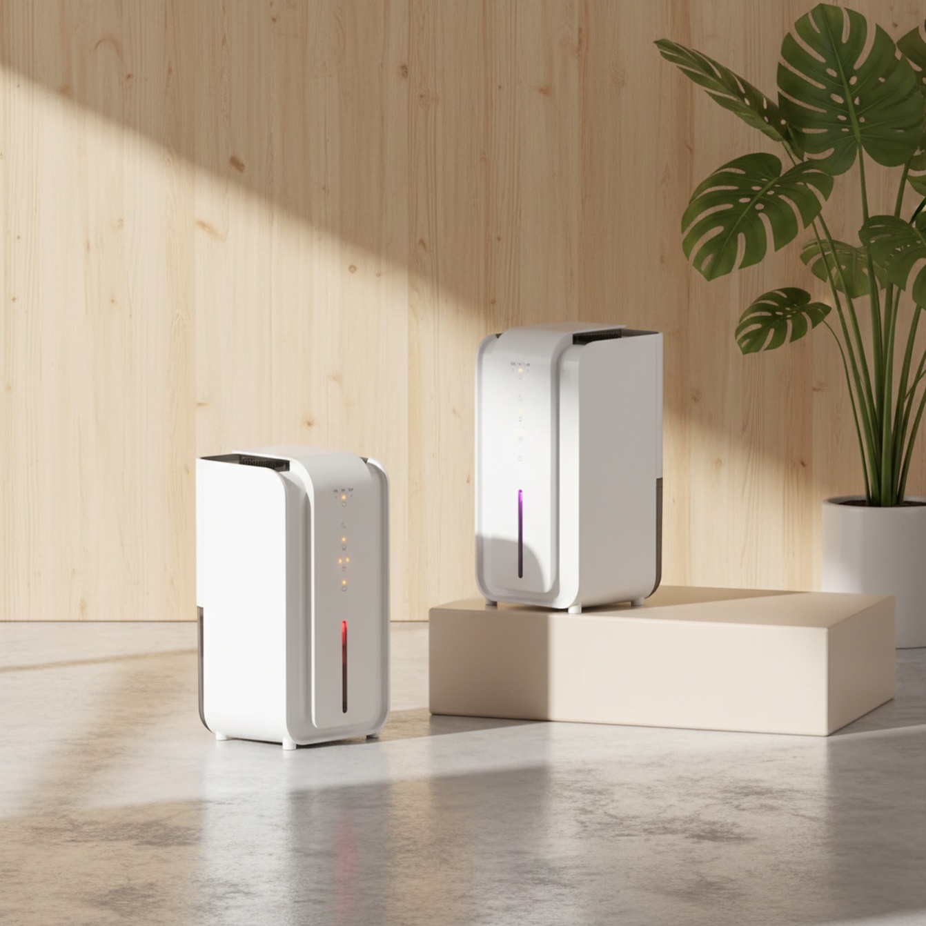 Dehumidifier removing moisture in bathroom