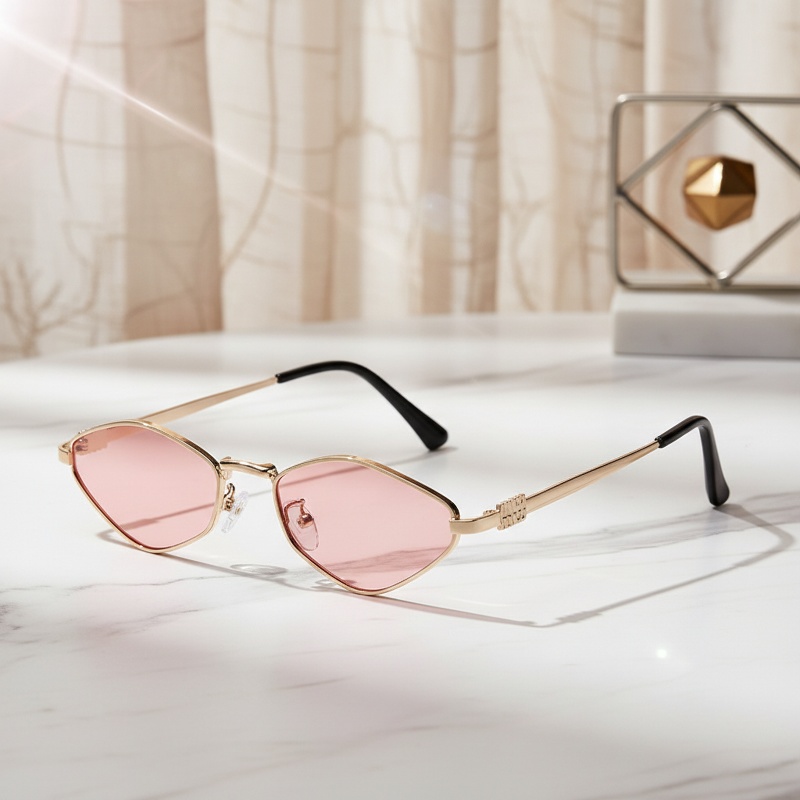 Modern beach sunglasses with polygonal frames for women
